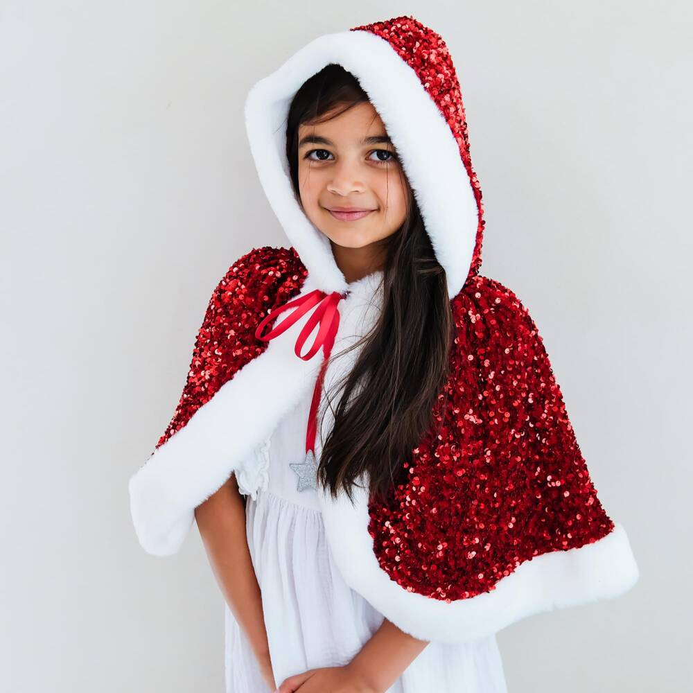 Mimi & Lula-Girls Red Sequin Mrs Claus Cape | Childrensalon