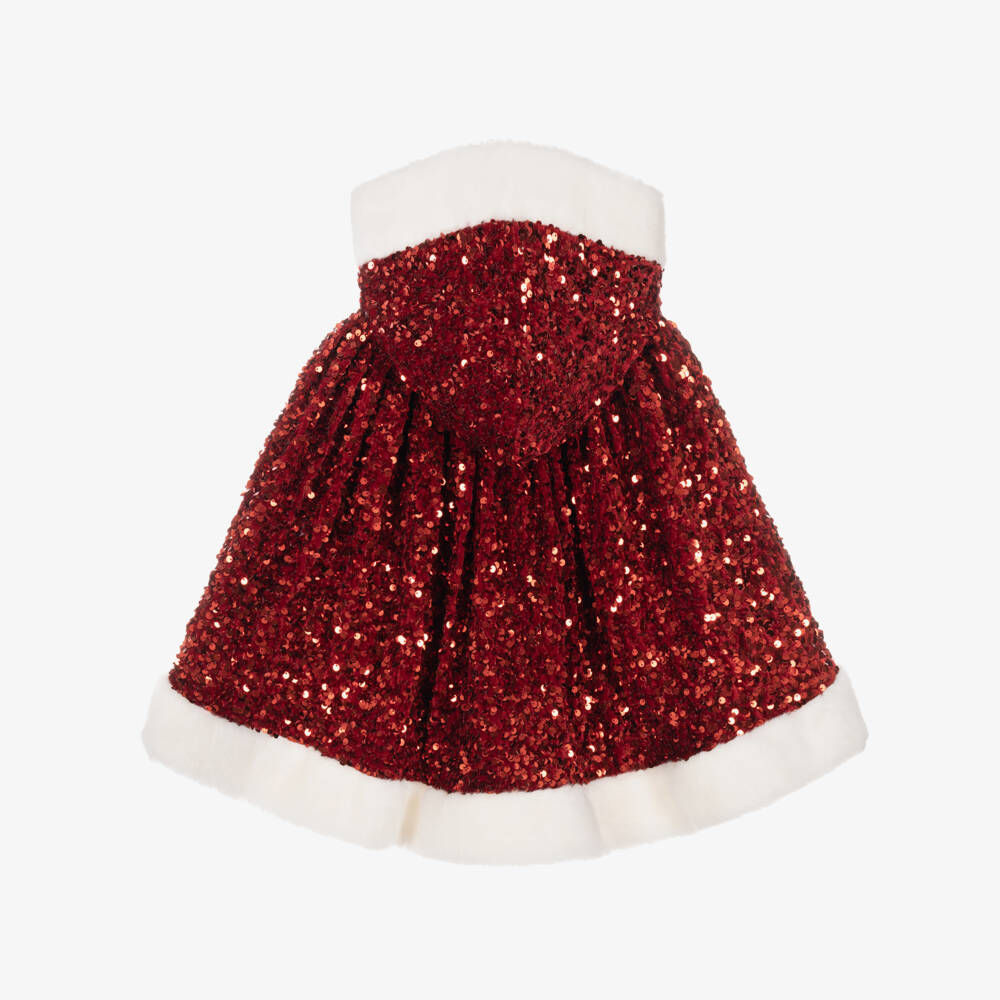 Mimi & Lula-Girls Red Sequin Mrs Claus Cape | Childrensalon