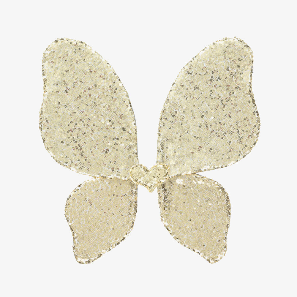 Mimi & Lula-Girls Shimmering Gold Sequinned Wings (37cm) | Childrensalon