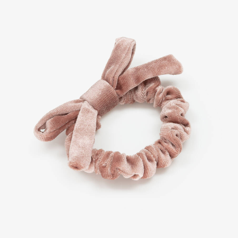Mimi & Lula-Girls Shimmering Pink Velvet Bow Hair Elastics (4 Pack) | Childrensalon