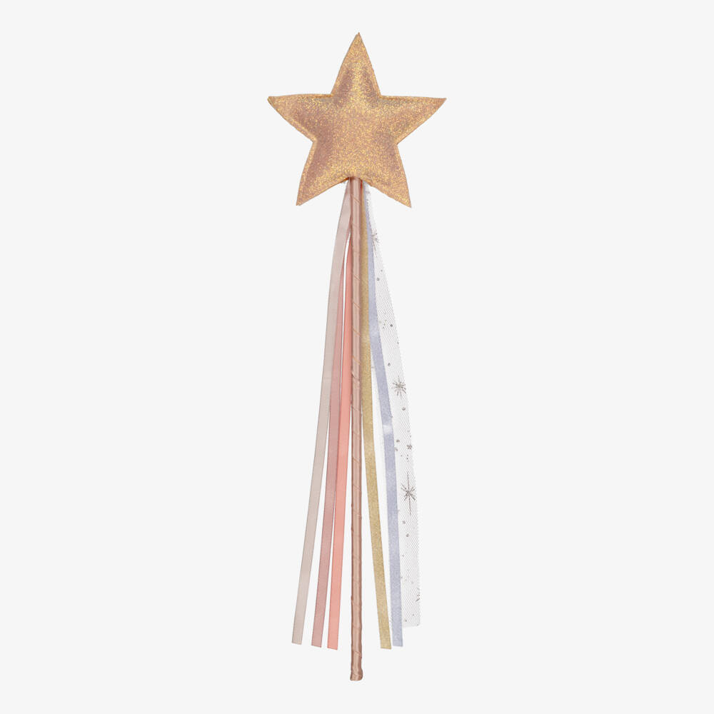 Mimi & Lula-Girls Shimmery Pink Gold Star Wand (41cm) | Childrensalon