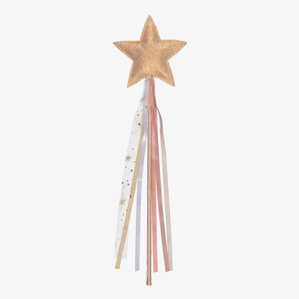 Mimi & Lula-Girls Shimmery Pink Gold Star Wand (41cm) | Childrensalon