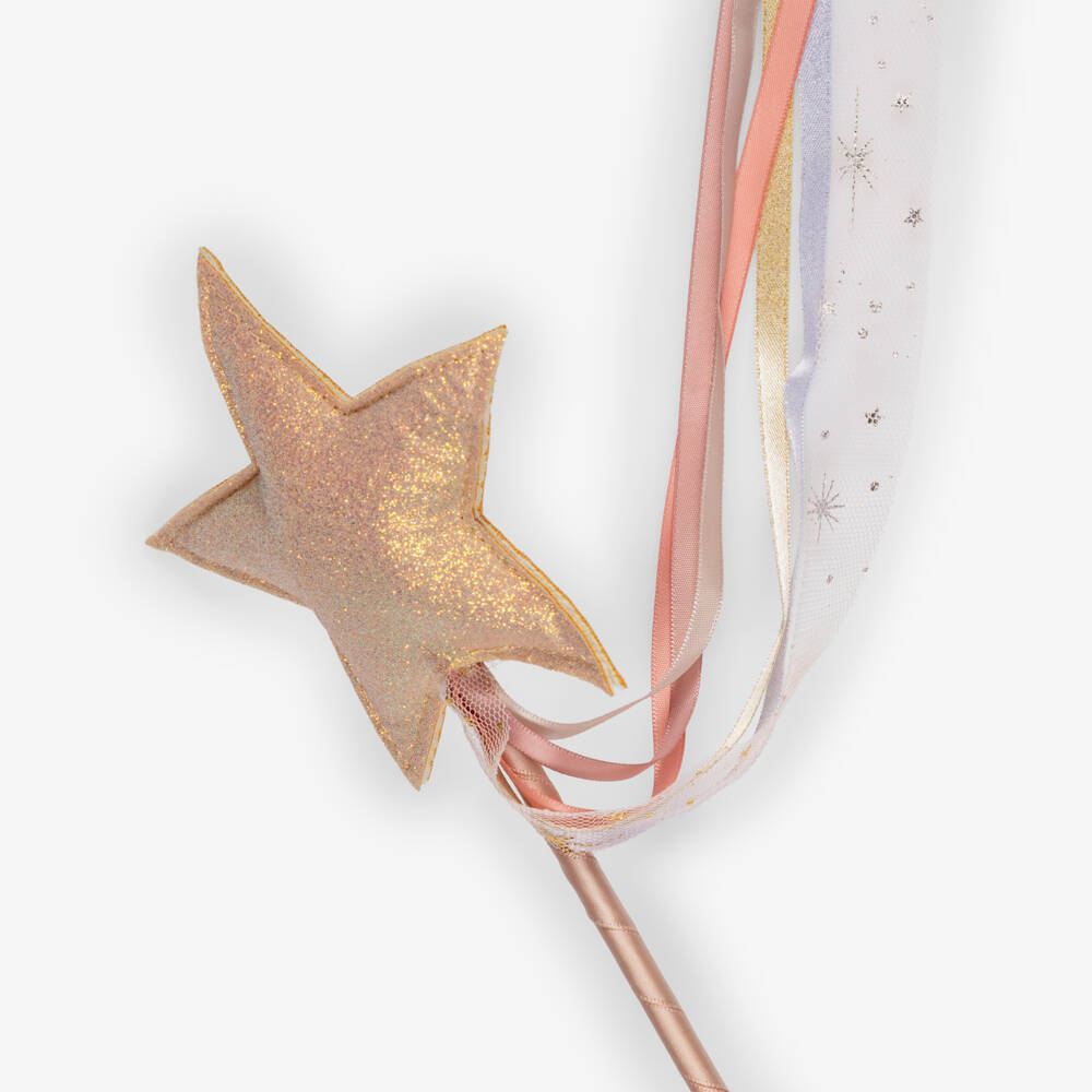 Mimi & Lula-Girls Shimmery Pink Gold Star Wand (41cm) | Childrensalon