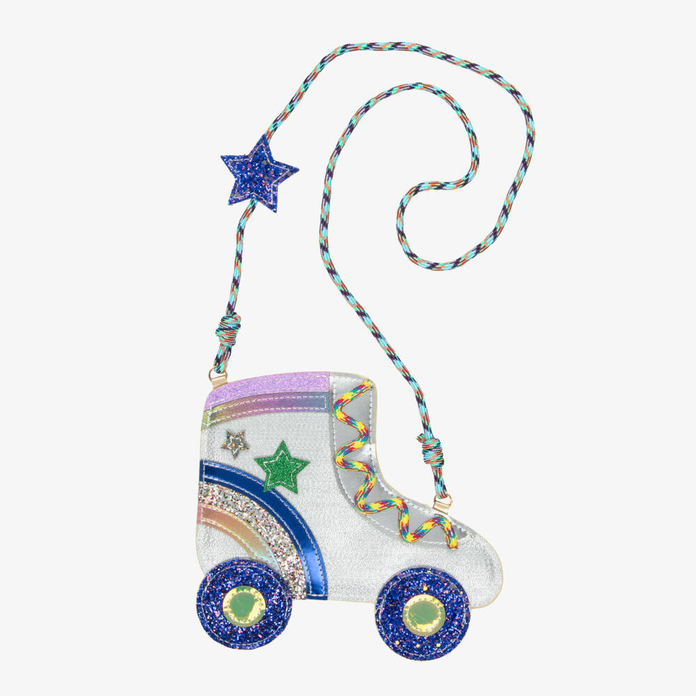 Mimi & Lula-حقيبة بتصميم حذاء تزلج لون فضي برّاق للبنات (19 سم) | Childrensalon