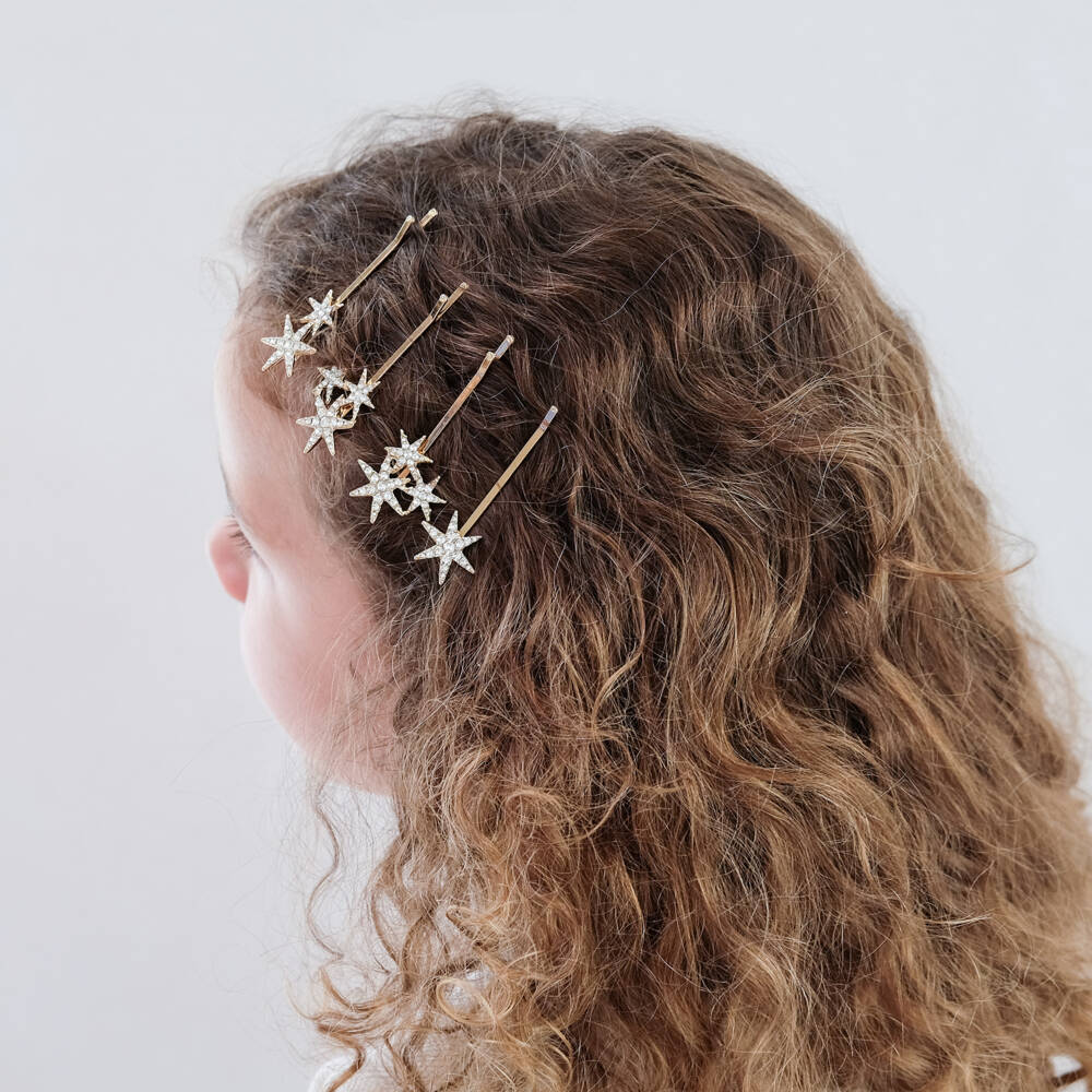Mimi & Lula-Girls Sparkly Diamanté Star Hair Grips (4 Pack) | Childrensalon