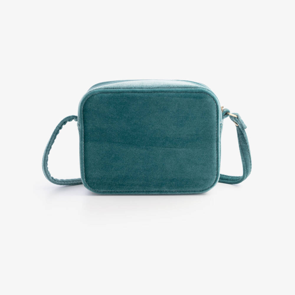 Mimi & Lula-Girls Teal Blue Velvet Cherries Bag (15cm) | Childrensalon