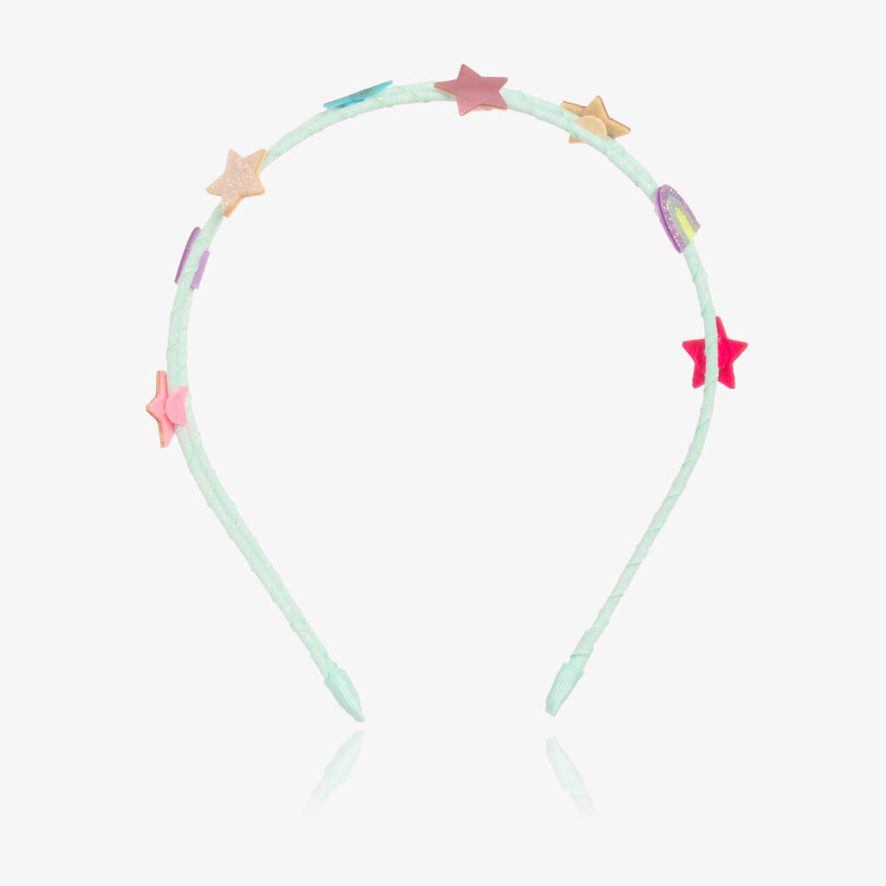 Mimi & Lula-Girls Turquoise Blue Double Hairband with Star Motifs | Childrensalon