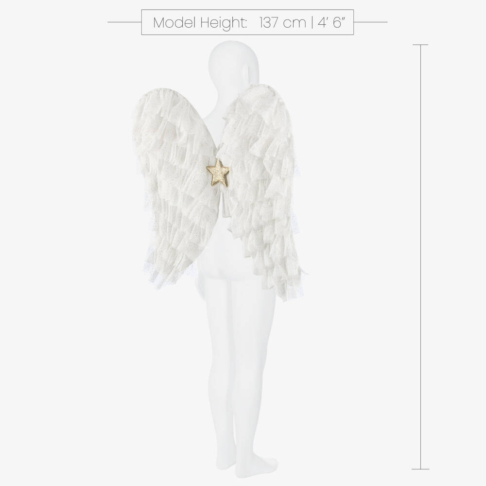 Mimi & Lula-Girls White Tulle & Gold Glitter Angel Wings | Childrensalon