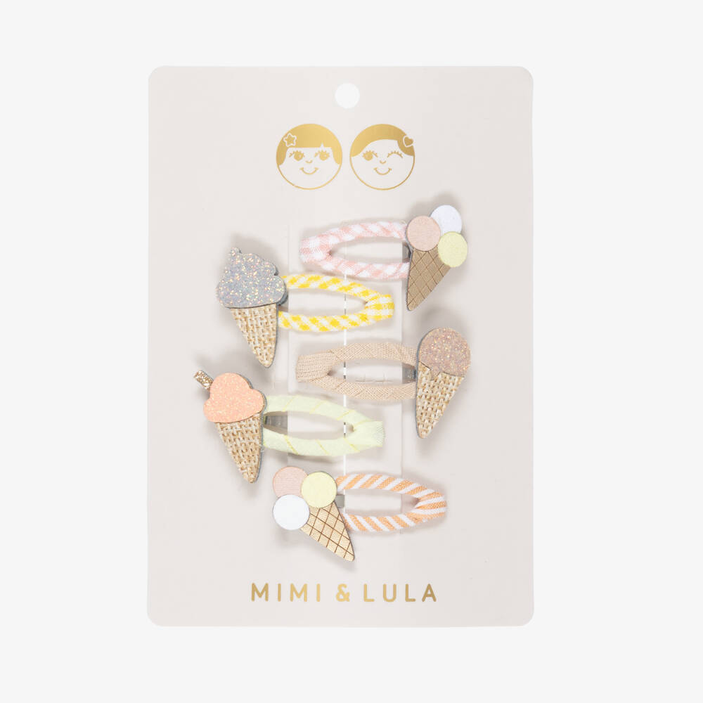 Mimi & Lula-Girls Yellow & Pink Ice Cream Hair Clips (5 Pack) | Childrensalon