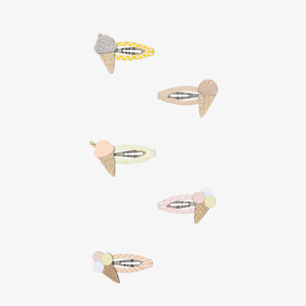 Mimi & Lula-Girls Yellow & Pink Ice Cream Hair Clips (5 Pack) | Childrensalon
