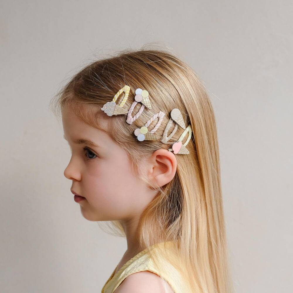Mimi & Lula-Girls Yellow & Pink Ice Cream Hair Clips (5 Pack) | Childrensalon