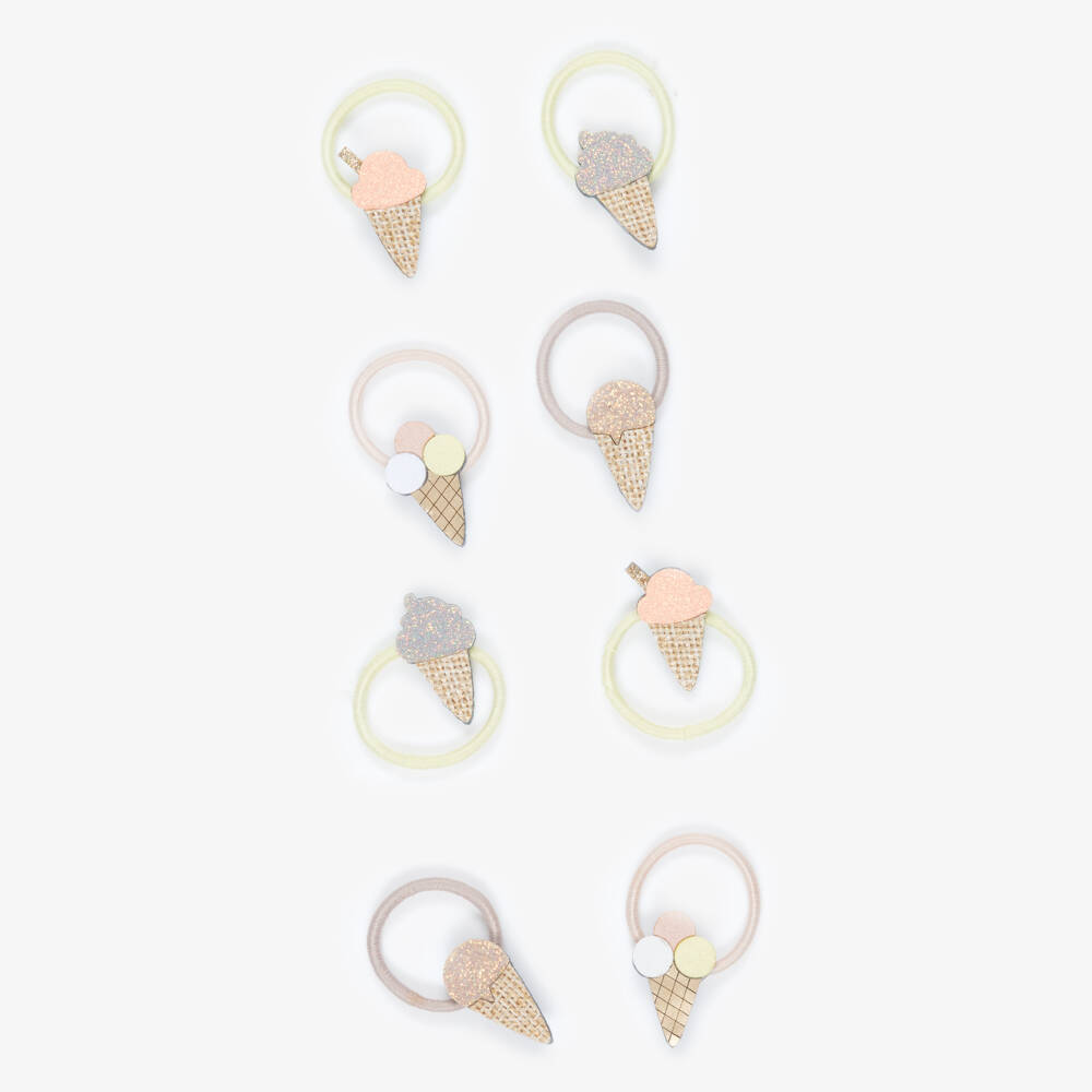 Mimi & Lula-Girls Yellow & Pink Ice Cream Mini Hair Elastics (8 Pack) | Childrensalon