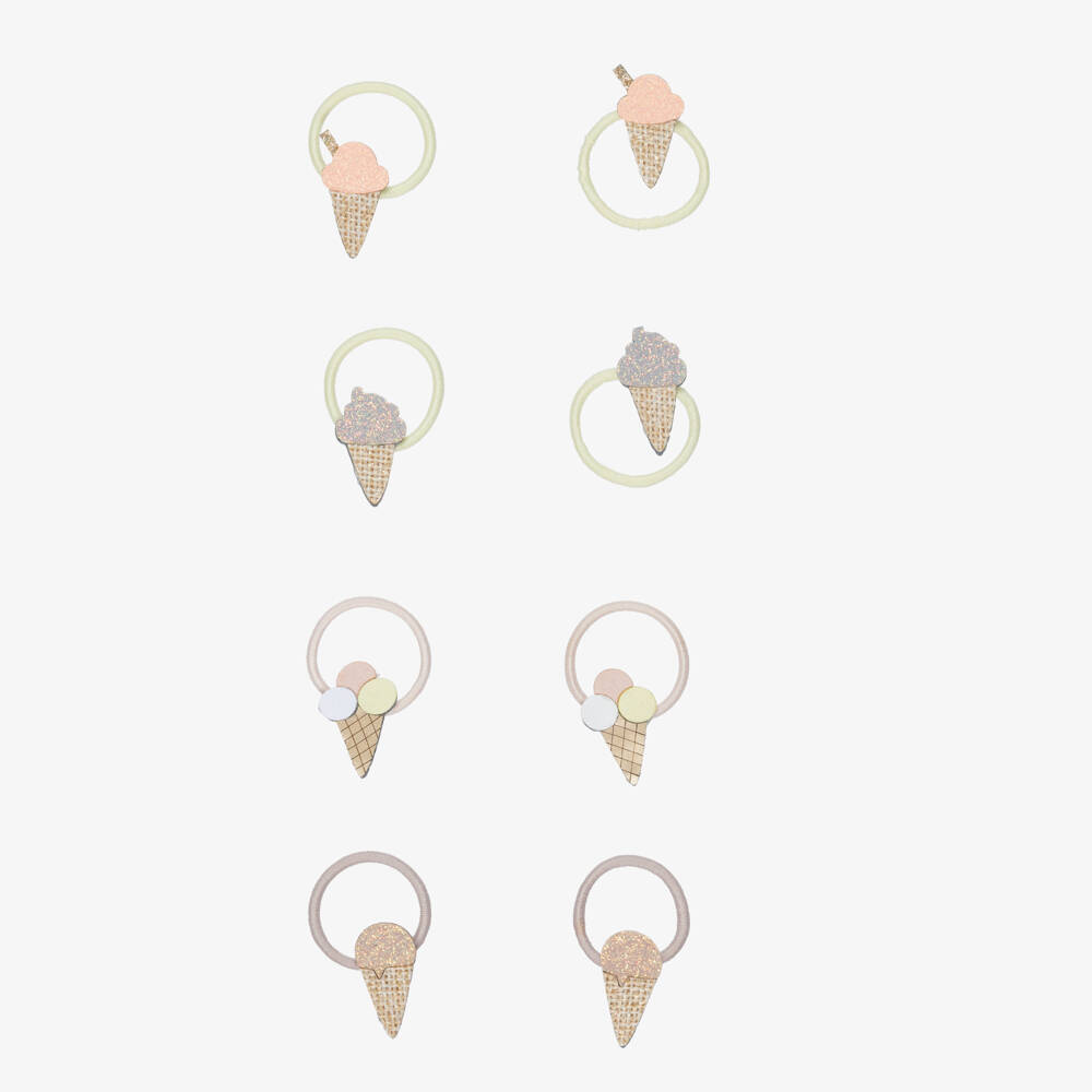 Mimi & Lula-Girls Yellow & Pink Ice Cream Mini Hair Elastics (8 Pack) | Childrensalon