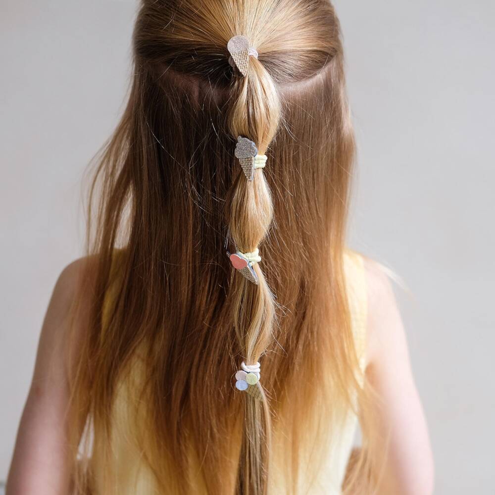 Mimi & Lula-Girls Yellow & Pink Ice Cream Mini Hair Elastics (8 Pack) | Childrensalon