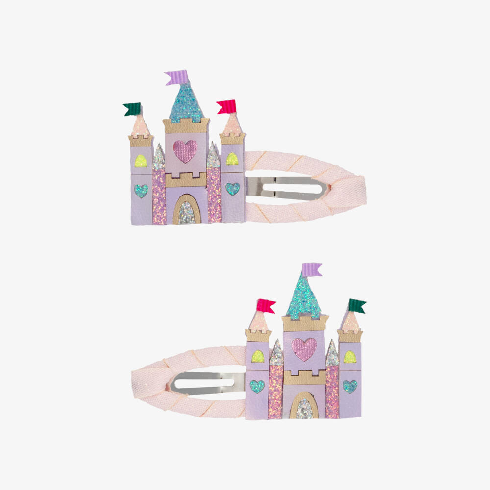 Mimi & Lula-Pink Fairytale Castle Hair Clips (2 pack) | Childrensalon