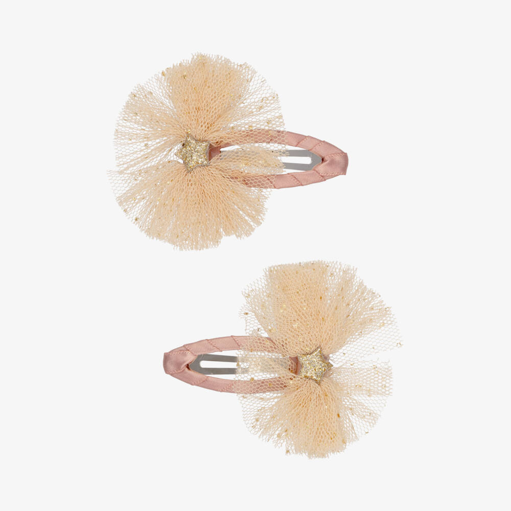 Mimi & Lula-Pink Tulle Bow Hair Clips (2 pack) | Childrensalon