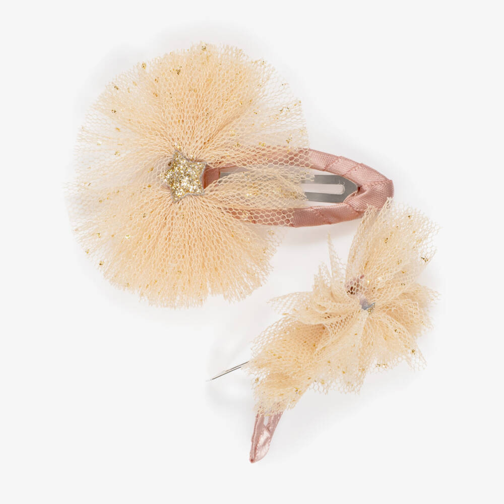 Mimi & Lula-Pink Tulle Bow Hair Clips (2 pack) | Childrensalon