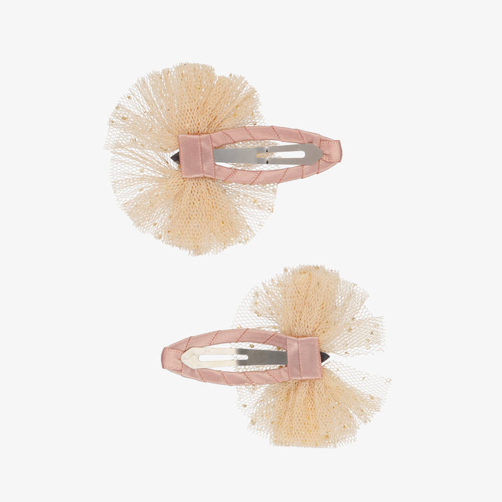 Mimi & Lula-Pink Tulle Bow Hair Clips (2 pack) | Childrensalon