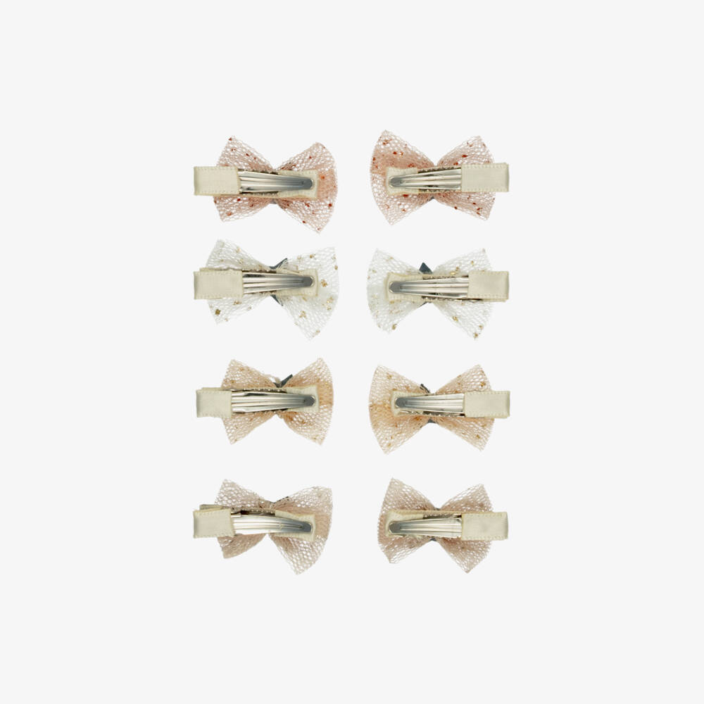Mimi & Lula-Pink Tulle Bow Mini Hair Clips (8 pack) | Childrensalon