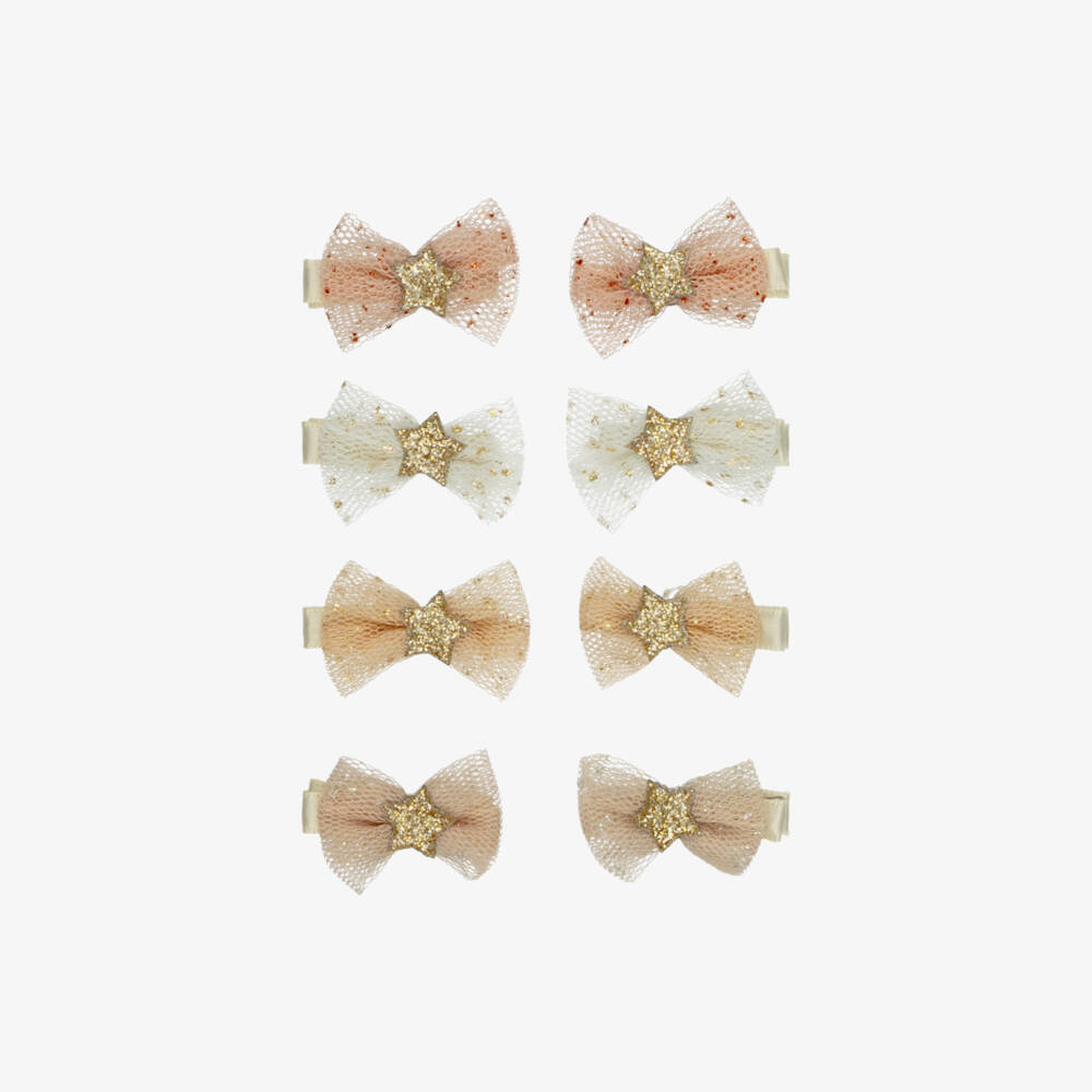 Mimi & Lula-Pink Tulle Bow Mini Hair Clips (8 pack) | Childrensalon