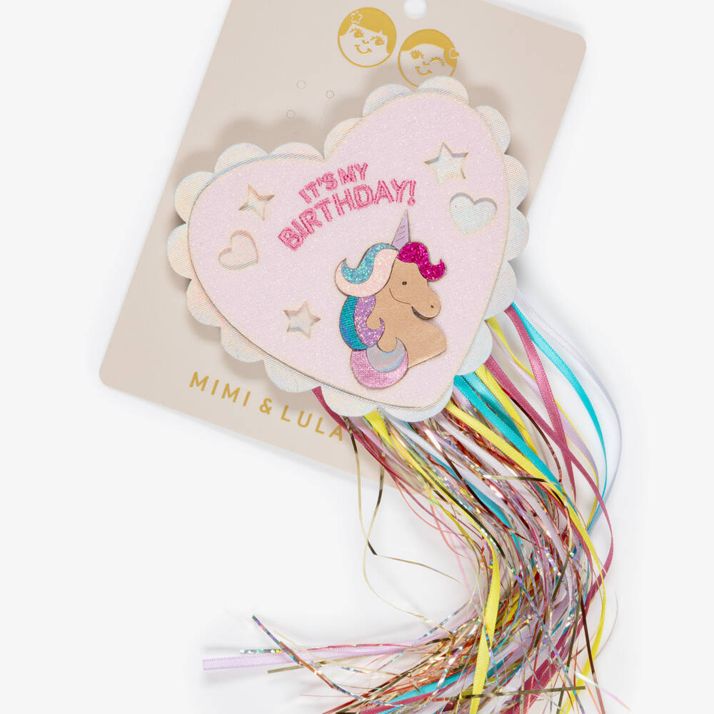 Mimi & Lula-Pink Unicorn Birthday Badge (9cm) | Childrensalon