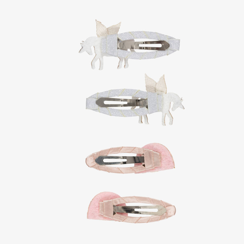 Mimi & Lula-Pink Unicorn & Rainbow Hair Clips (4 Pack) | Childrensalon