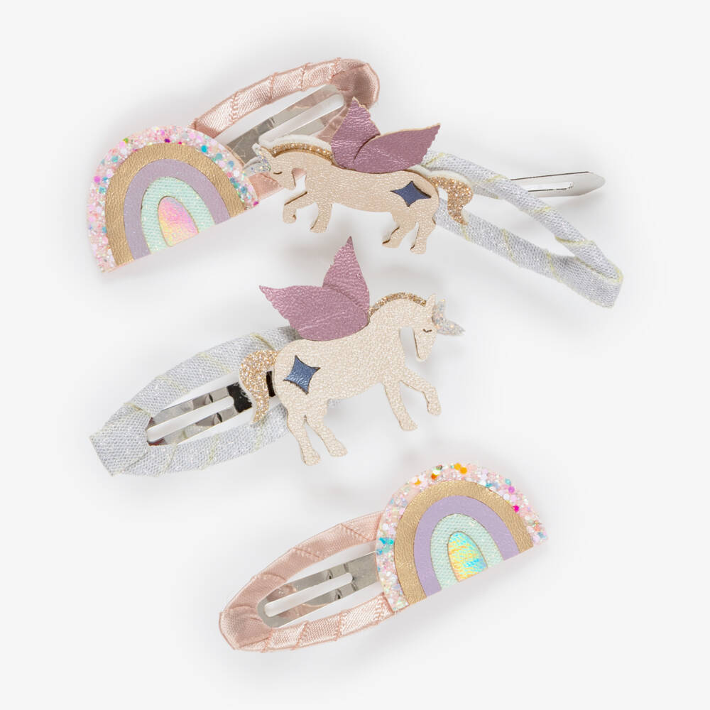 Mimi & Lula-Pink Unicorn & Rainbow Hair Clips (4 Pack) | Childrensalon