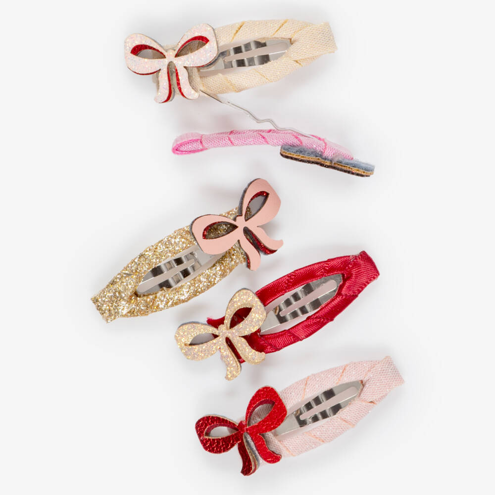 Mimi & Lula-Red & Pink Sparkly Bow Hair Clips (5 pack) | Childrensalon