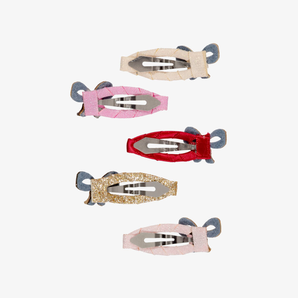 Mimi & Lula-Red & Pink Sparkly Bow Hair Clips (5 pack) | Childrensalon