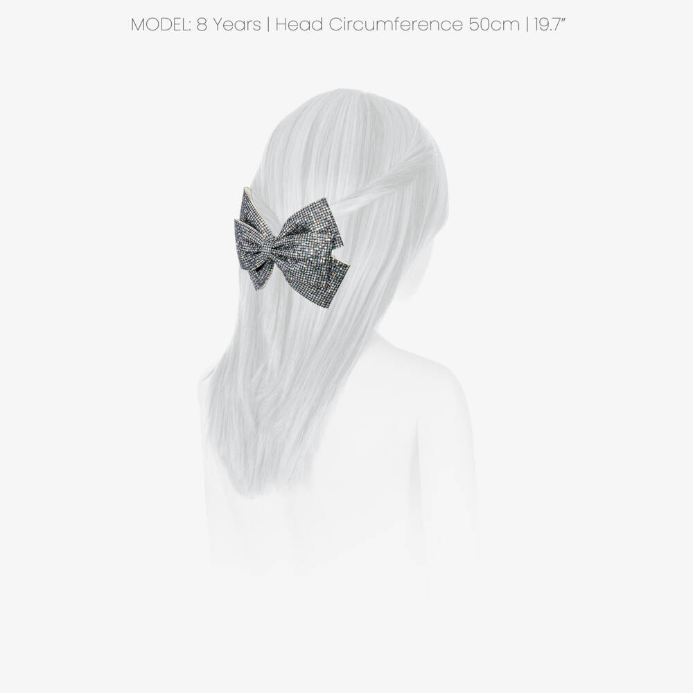 Mimi & Lula-Silver Sparkle Bow Hair Clip (14cm) | Childrensalon