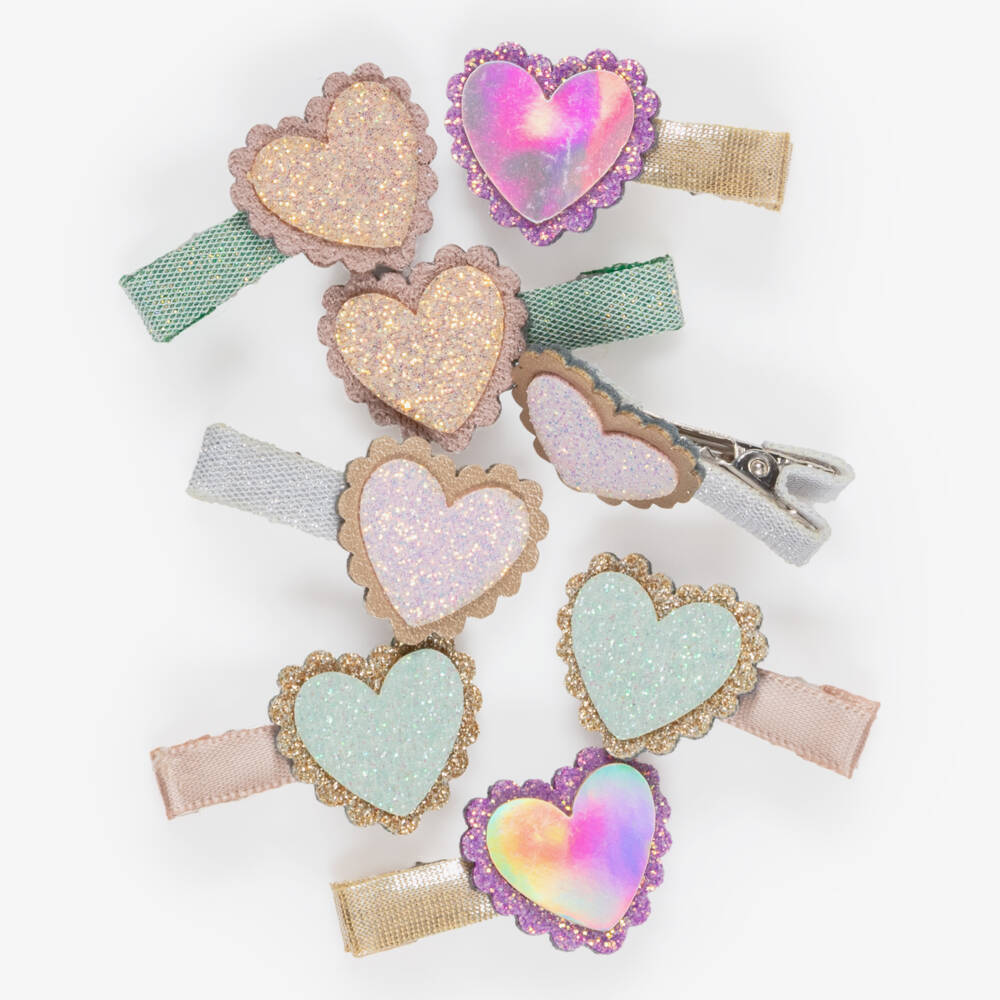 Mimi & Lula-Sparkly Hearts Mini Hair Clips (8 pack) | Childrensalon