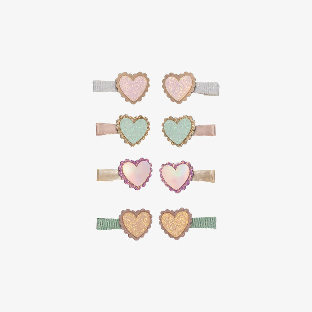 Mimi & Lula-Sparkly Hearts Mini Hair Clips (8 pack) | Childrensalon