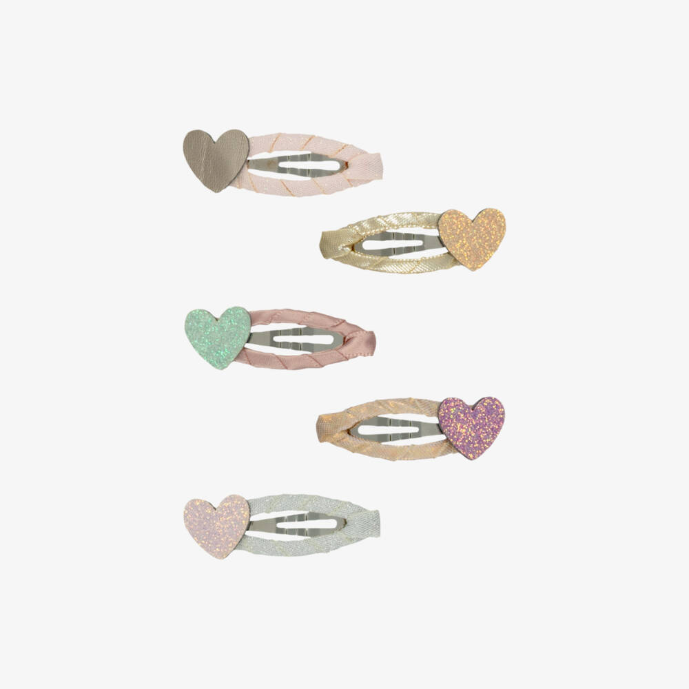 Mimi & Lula-Sparkly Pastel Heart Hair Clips (5 pack)  | Childrensalon