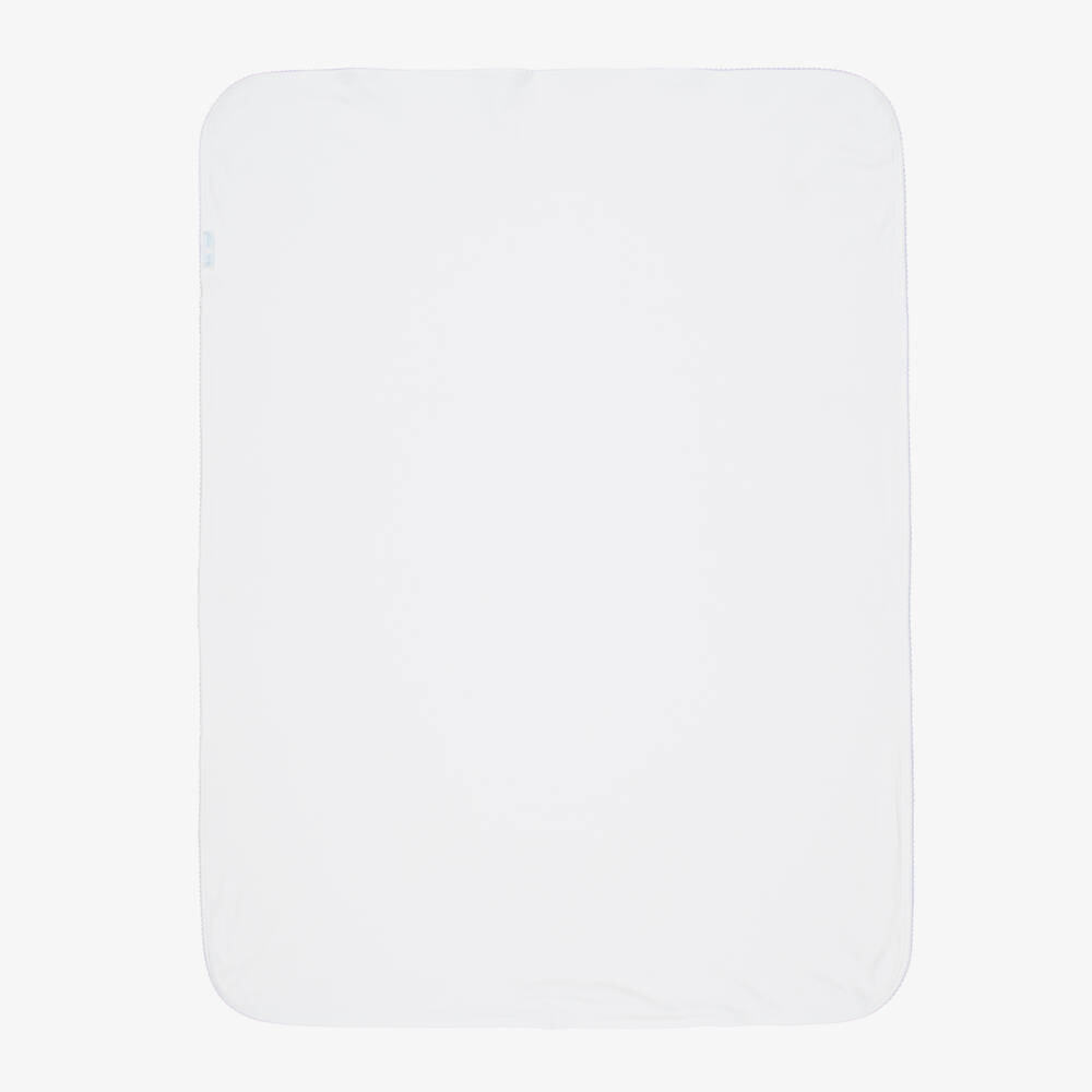 Mini-la-Mode-Baby Boys White Pima Cotton Blanket with Rocking Horse | Childrensalon