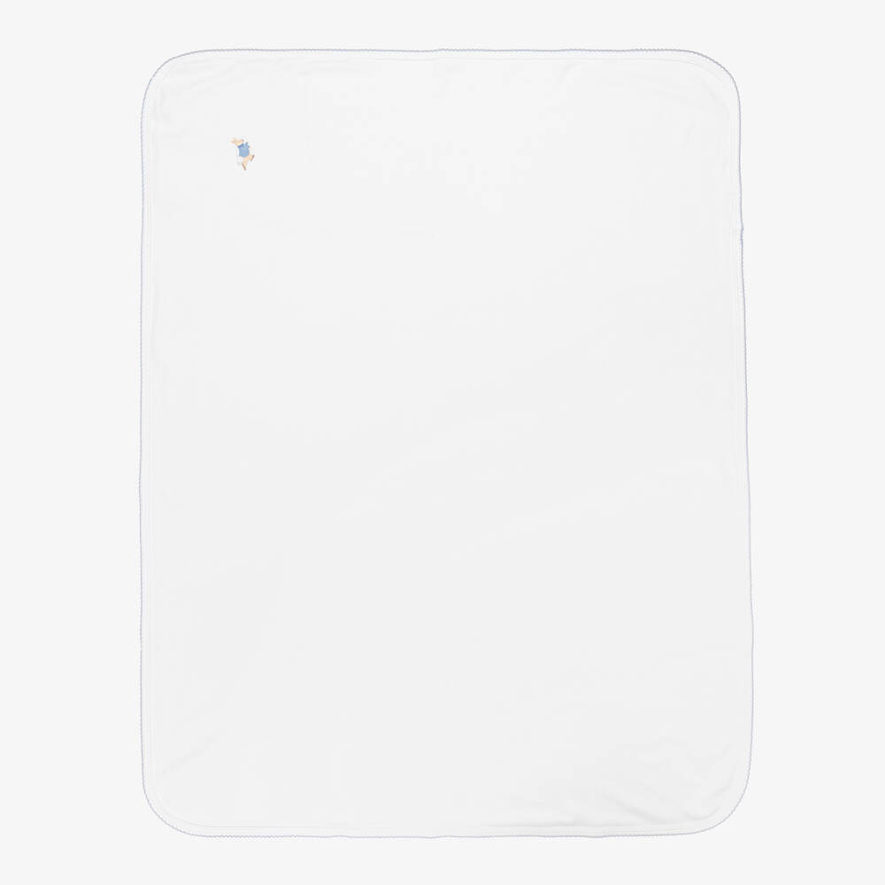 Mini-la-Mode-بطانية قطن بيما لون أبيض للأولاد الرضع (95 سم) | Childrensalon
