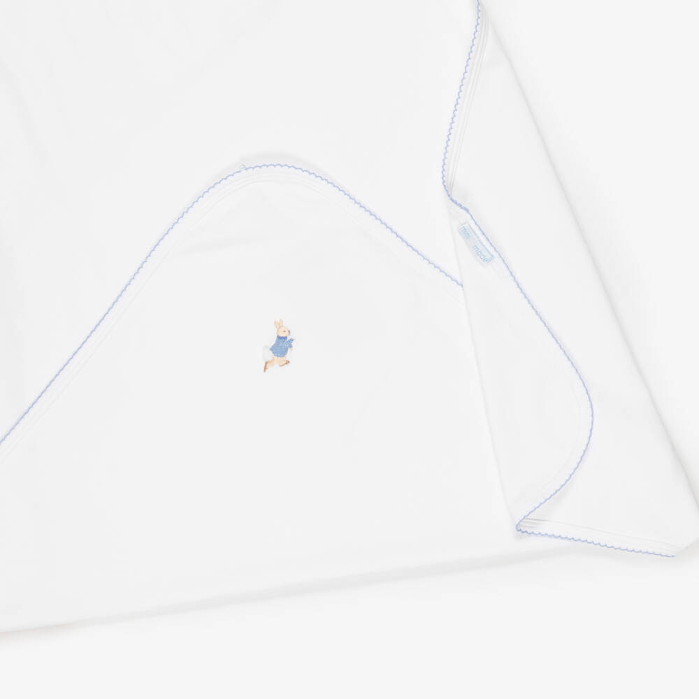 Mini-la-Mode-بطانية قطن بيما لون أبيض للأولاد الرضع (95 سم) | Childrensalon