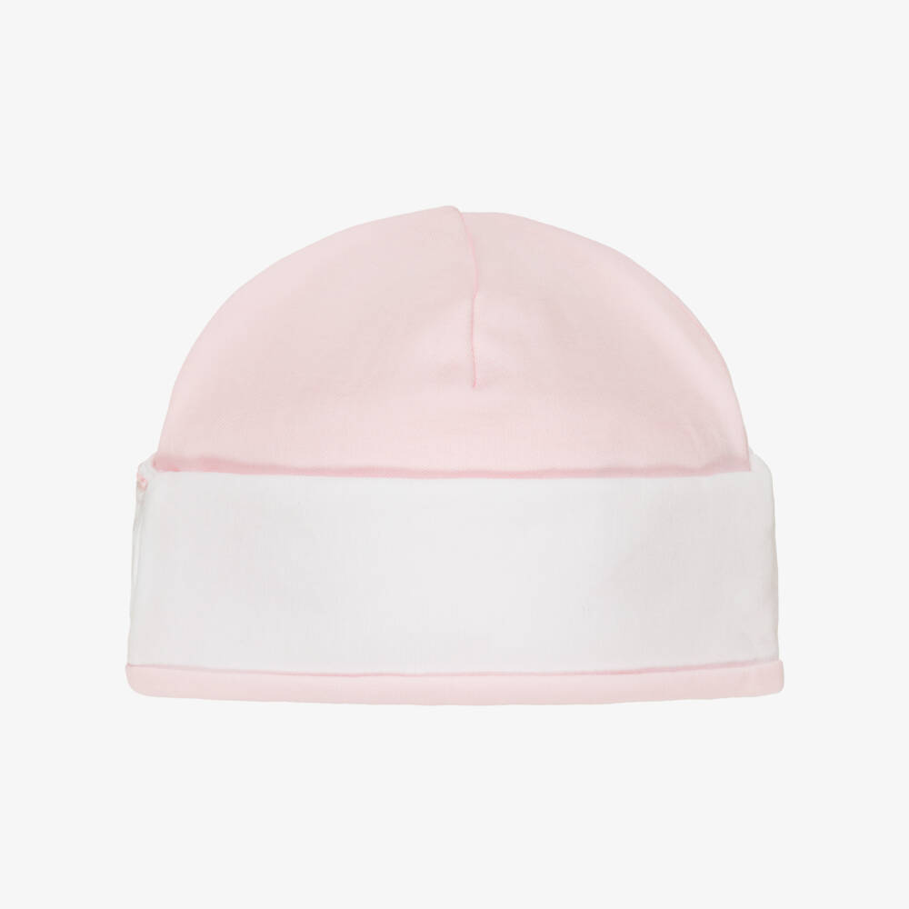 Mini-la-Mode-Baby Girls Pink Pima Cotton Hat with Rose Embroidery | Childrensalon