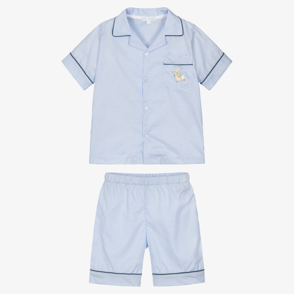 Mini-la-Mode-بيجاما بنقشة مربعات لون أزرق للأولاد | Childrensalon
