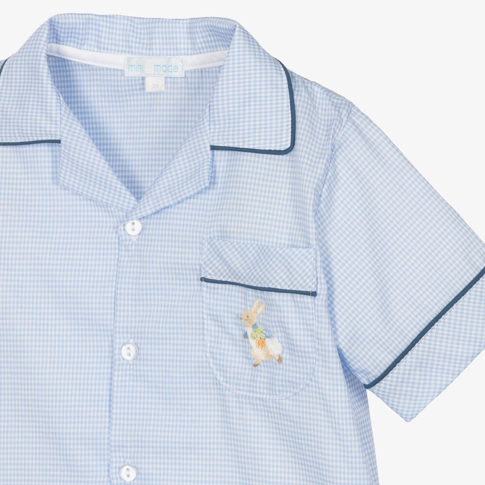Mini-la-Mode-بيجاما بنقشة مربعات لون أزرق للأولاد | Childrensalon