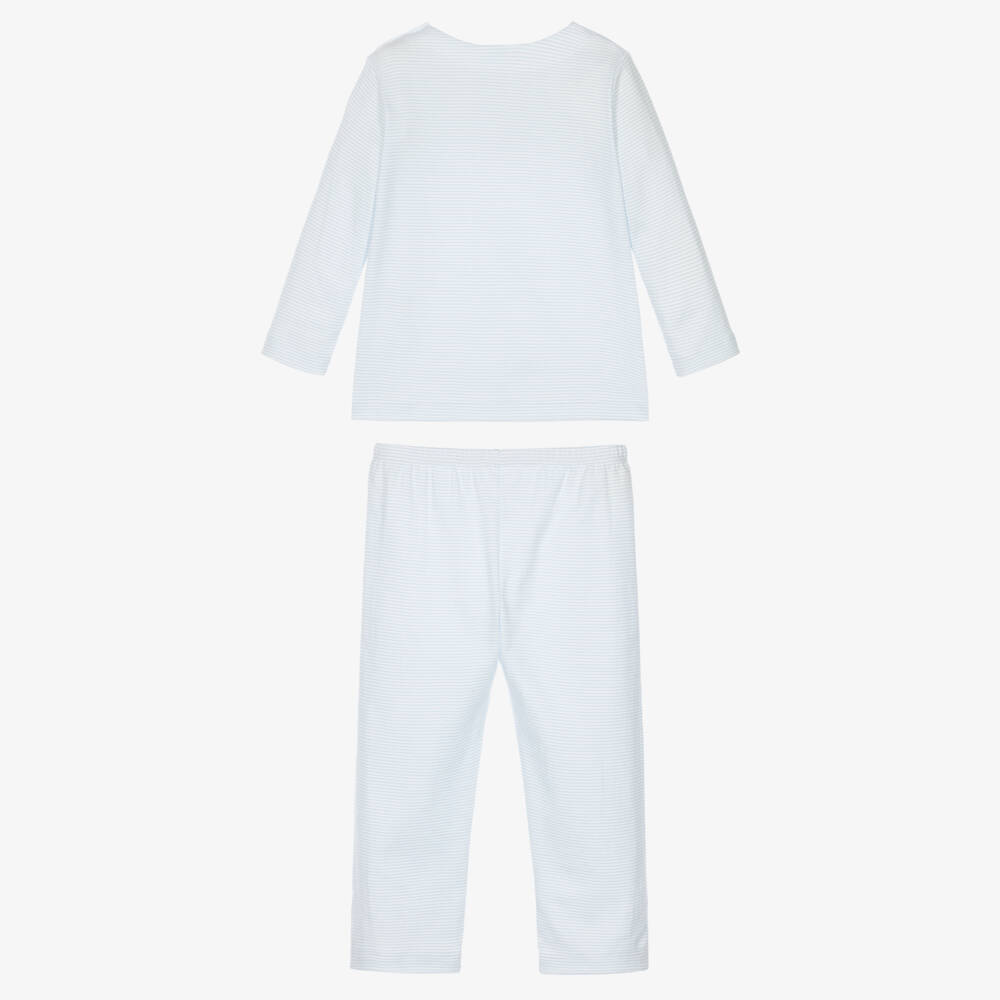 Mini-la-Mode-Boys Blue Stripe Pima Cotton Pyjamas with Peter Rabbit | Childrensalon