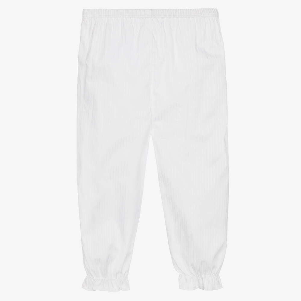 Mini-la-Mode-بيجاما قطن بيما لون أبيض بتطريز سموكينغ | Childrensalon