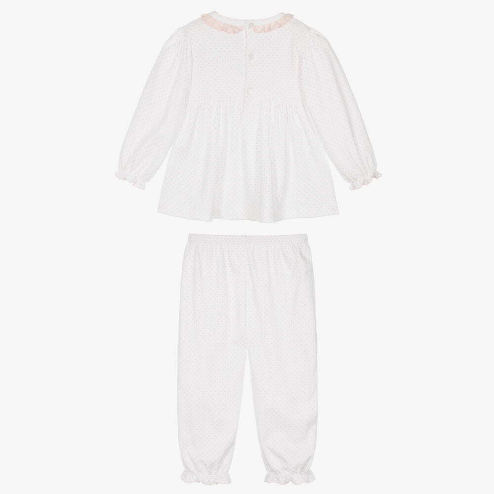 Mini-la-Mode-Girls White Pima Cotton Smocked Ballerina Pyjamas | Childrensalon