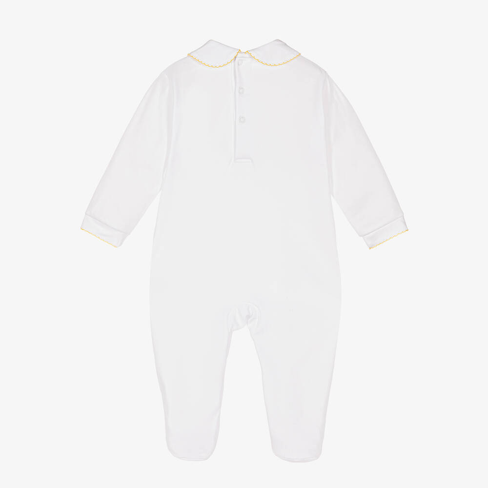 Mini-la-Mode-أفرول بيبي غرو تطريز سموكينغ قطن بيما لون أبيض للأطفال | Childrensalon