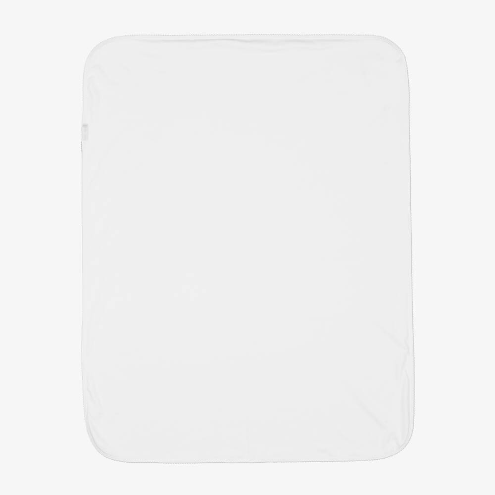 Mini-la-Mode-White & Grey Polka Dot Pima Baby Blanket with Bear (95cm) | Childrensalon