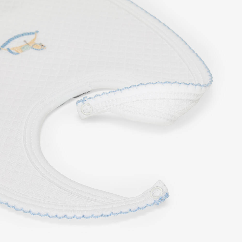 Mini-la-Mode-White Pima Cotton Bib with Rocking Horse Motif | Childrensalon