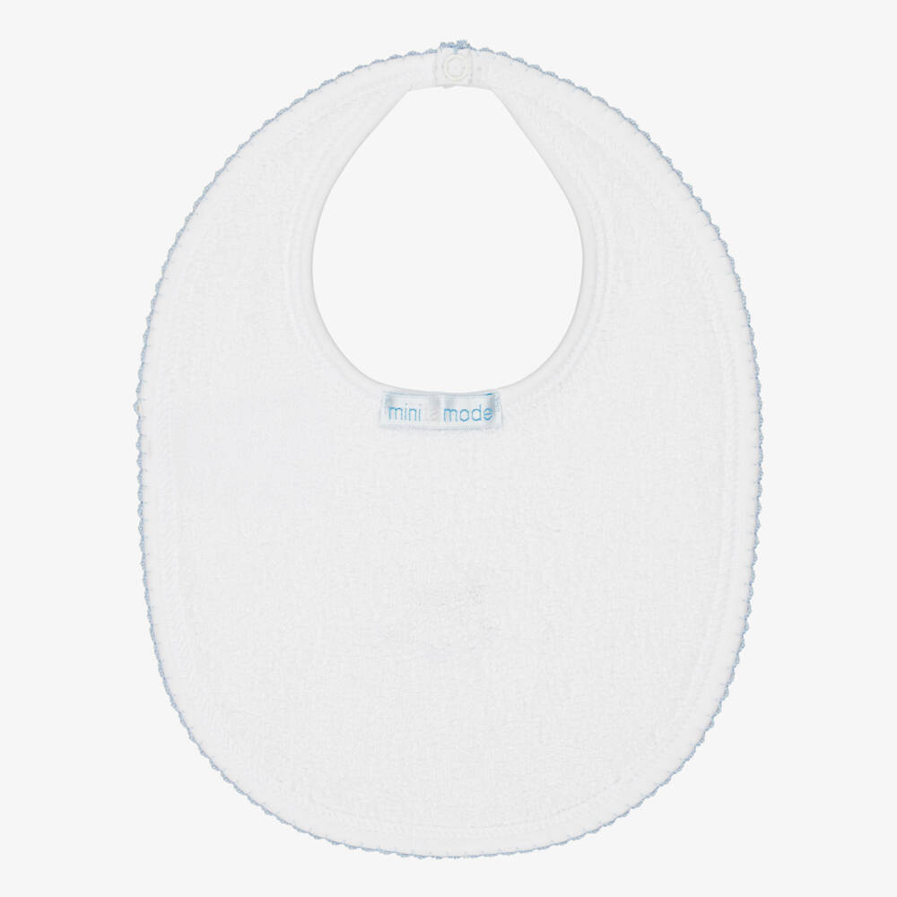 Mini-la-Mode-White Pima Cotton Bib with Rocking Horse Motif | Childrensalon