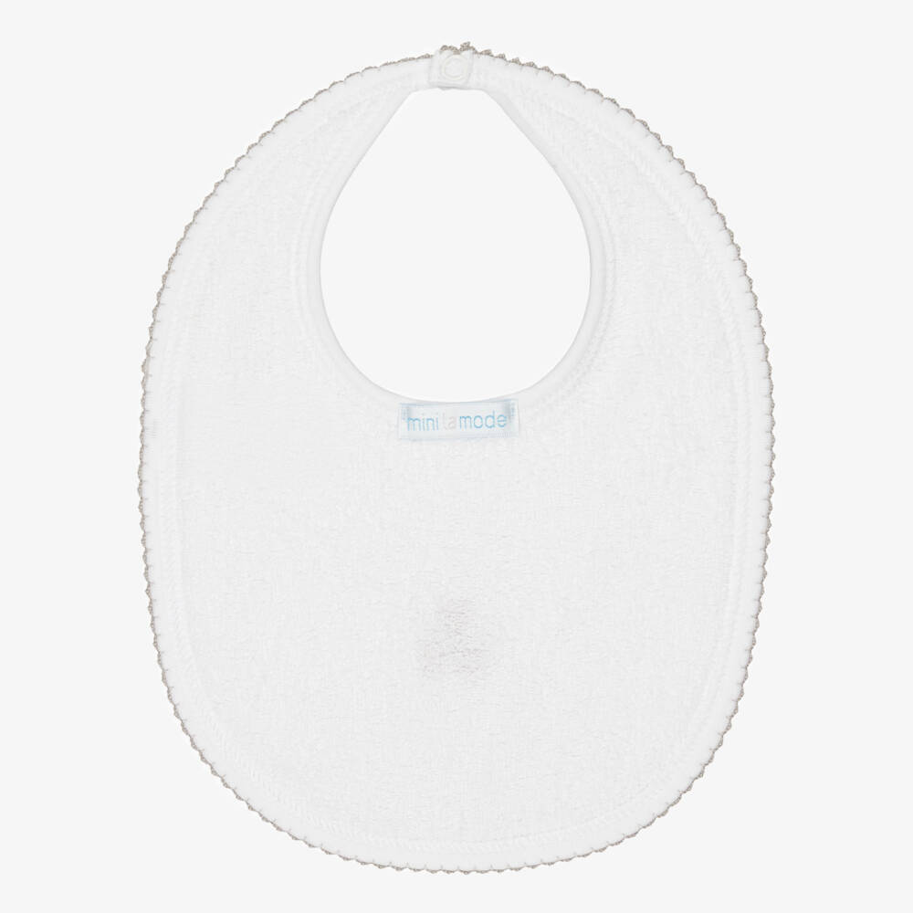 Mini-la-Mode-مريلة قطن بيما لون أبيض للرضع | Childrensalon