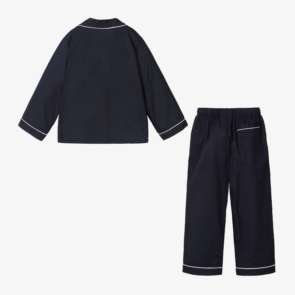 Mini Lunn-Boys Navy Blue Cotton Pyjamas | Childrensalon