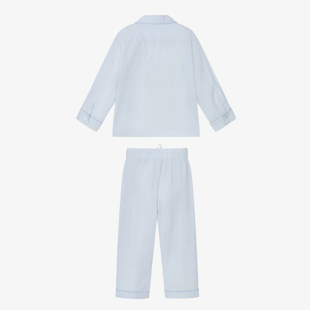 Mini Lunn-بيجاما قطن لون أزرق للأولاد | Childrensalon