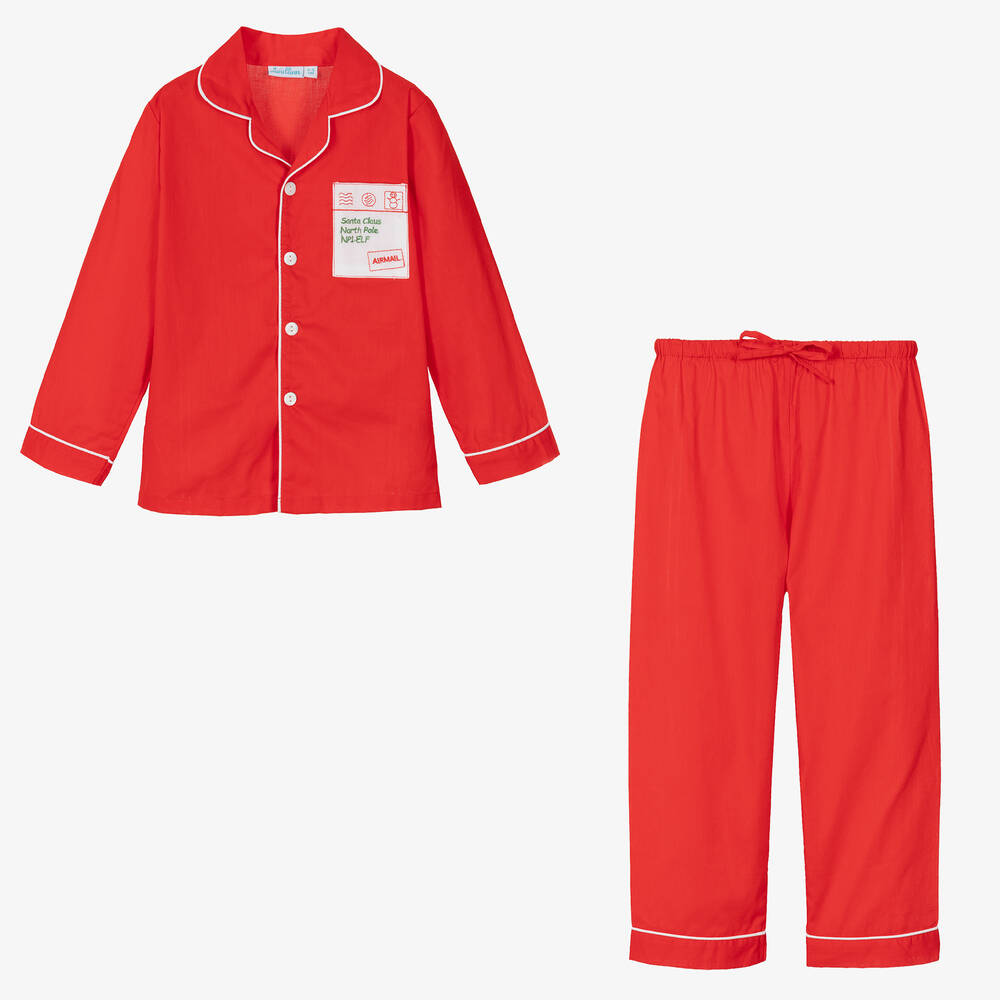 Mini Lunn-بيجاما قطن لون أحمر للأولاد | Childrensalon